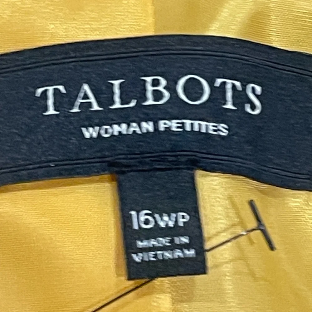 Talbots Women Career Striped Buttoned Blazer Mustard Taupe Size 16 Petite NEW